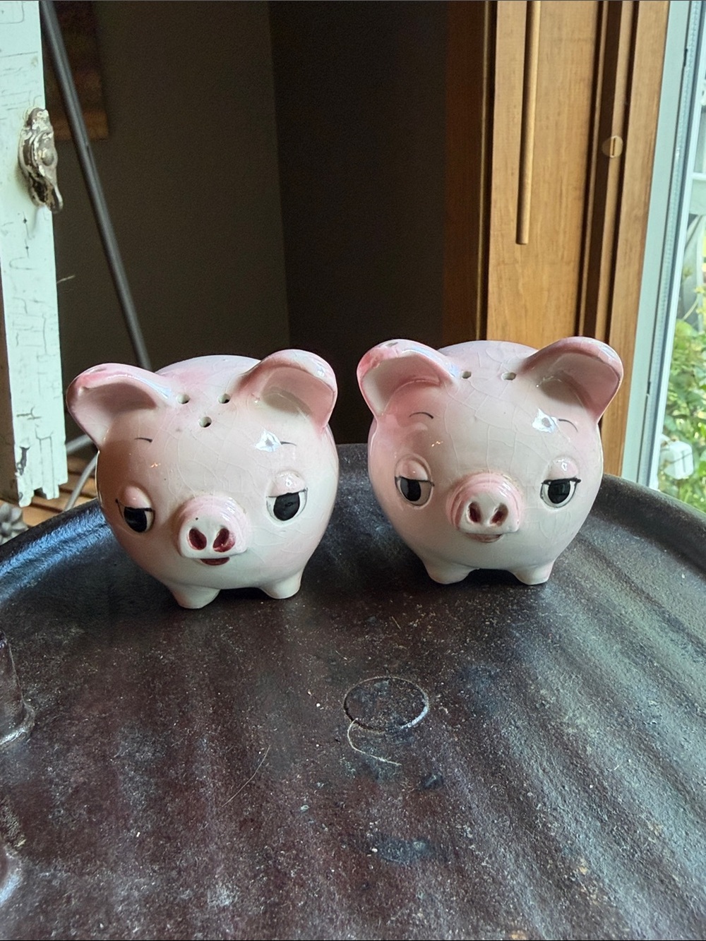Vintage Pink Pig Salt and Pepper Shakers: Victoria Ceramics, Japan (1950s)